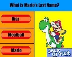 Un quizz sur le jeu mario, il vous suffit de cliquer sur la bonne réponse afin de passer à la série de questions suivantes. toujours la même chose : tout est en anglais !