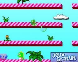 Bubble bobble revival est un jeu d'arcade )à jouer avec les touches directionnelles.
vous devez aider le dinosaure à tuer tous ses ennemis pour passer au niveau suivant.
en tirant sur eux avec la barre d'espace, vous les emprisonnez dans une bulle qu'il faudra éclater. récoltez les bonus.
ne perdez pas de temps sinon un fantôme apparait contre lequel les bulles ne font rien. 