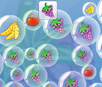 Le but du jeu est d'éclater le plus de bulles de fruits et lègumes possible à l'aide de la souris. celui-ci est représenté dans un cadre en haut et au milieu du jeu. dés qu'un bip sonore retenti un nouveau aliment apparait à vous de le suivre. 