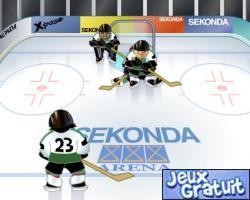 Sekonda ice hockey est un jeu de sport

vous devez marquer un maximum de points dans un temps limite en envoyant le palet dans la cage.
vous pouvez aussi le lancer contre vos adversaires pour les faire tomber et vous faciliter la tâche. 
utilisez la souris pour vous déplacer. pour lancer le palet, cliquez sur la souris et, dosez la puissance en maintenant le clic, relâchez pour tirer.
