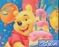 Il s'agit donc d'un jeu de puzzle. partant d'une photo de l'anniversaire de winnie l'ourson, vous pouvez choisir la diffculté parmi 4 niveaux(de 16 à 100 pièces)