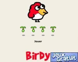 Birdy est un jeu de rapidit. Le but est de manger des fruits afin de gagner des points.
Dirigez birdy  l'aide des flches gauche et droite. Mangez les fruits  l'aide de la barre d'espace.
Plus vous attrapez les fruits de loin, plus de points vous gagnerez.
Attention, si un fruit tombe sur la plate forme, elle se cassera.
Si un fruit tombe sur vous, la partie sera termin.