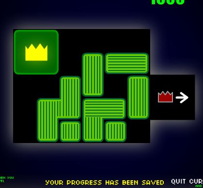 Le but de ce jeu est de faire gagner la sortie au cube vert marqué d'une couronne jaune.
pour cela, faites glisser les différentes pièces avec votre souris. chaque déplacement vous coûte des points.
vous pouvez changer la couleur du décor en cliquant sur les carrés en bas à gauche de votre écran de jeu.