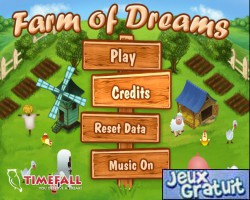 Farm of dreams est un jeu d'arcade.au début,il y a des instructions.le jeu est simple, il faut aligner trois légumes différent(à l'horizontale ou à la verticale)pour les faire enlever.au fur et à mesure qu'il disparaissent,des lingos d'or apparaitrons, il faut cliquer dessus et des pieces d'or apparaitrons,il faut aussi cliquer deus pour gagner de l'argent.avec cet argent,on achète des chose(animaux,arbre...)pour faire la ferme de ses rêve!                             bon jeu à tous! 