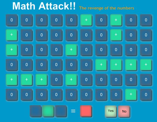 Le but du jeu est d'utiliser tous les élements et le plus vite possible en effectuant des opérations pour pouvoir passer au niveau suivant. en cliquant avec la souris,placez le premier chiffre,le signe,le deuxieme chiffre,la sommme de l'operation et cliquez sur yes, si vous etes trompé cliquez sur no et recommencez.