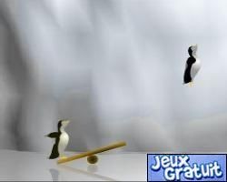 Bon jeu .quand le pinguin tombe sur la glace sa ait un trou .pour jouer c'est simple il faut bouger la catapulte avec les flèche (droite et gauche) et pour que la catapulte change coté il faut appuyer sur espace .