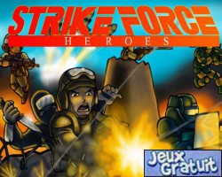 Strike force heroes est un jeu de plate forme. créez votre unité de combat et débloué de nouvelles armes en montant de niveau.
mode campagane disponible.
pour déplacer votre unité utilisez les touches directionelles, touche du haut pour sauter, du bas pour se baisser et shift pour changer d'arme.