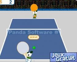 Panda ping pong est un jeu de tennis de table. le but du jeu est de gagner un set en 21 points.
le jeu se joue uniquement avec la souris. quand la balle arrive, placez vous à l'endroit approprié pour la renvoyer. elle doit atterrir dans le camp adverse. pour servir et envoyer la balle, cliquez sur serve. bon jeu.